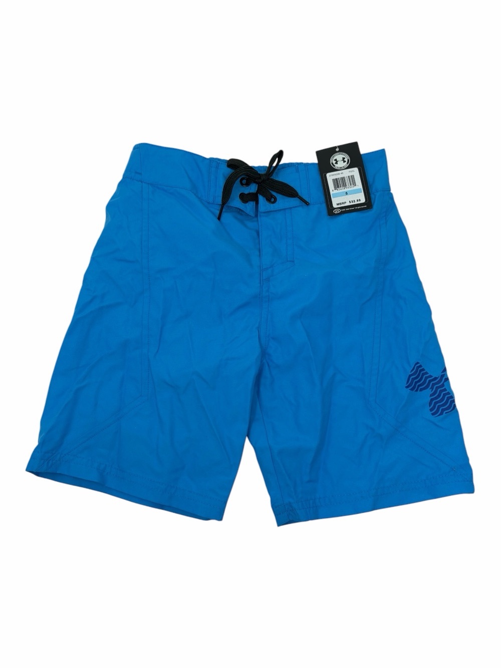 Under Armour Boys Size 5 Solid Turquoise Pool Blue Swim Trunks Mesh NEW NWT